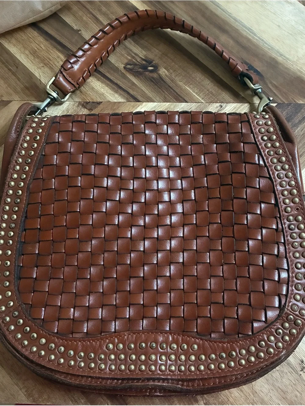 Patricia Nash Woven Leather Crossbody Bag - Brown